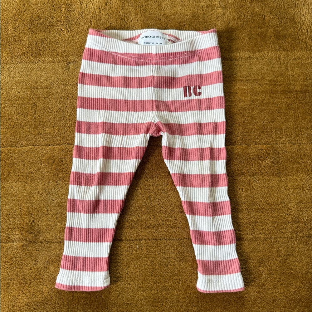 Bobo Choses Pink and White Striped Leggings